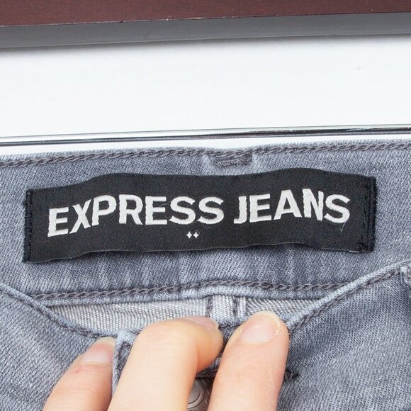 Express‎ Skinny High Rise Gray Denim Jeans Size 2R - Picture 3 of 7